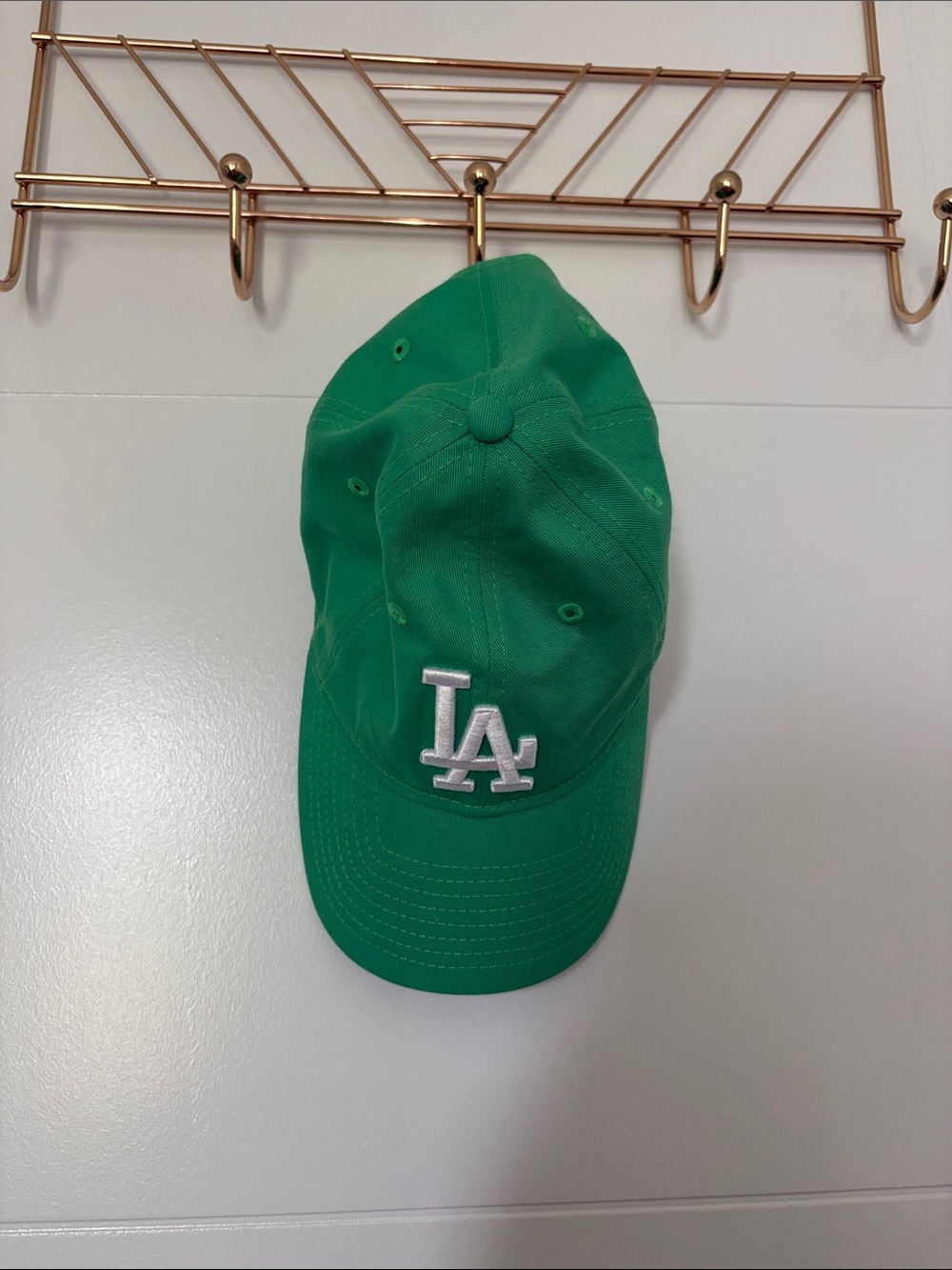 MLB Green LA Baseball Cap with White Logo